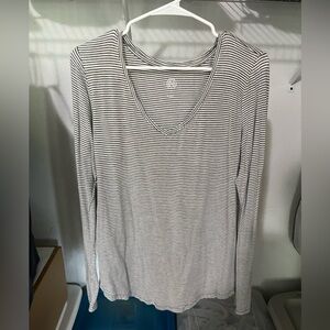 Gray and white striped long sleeve